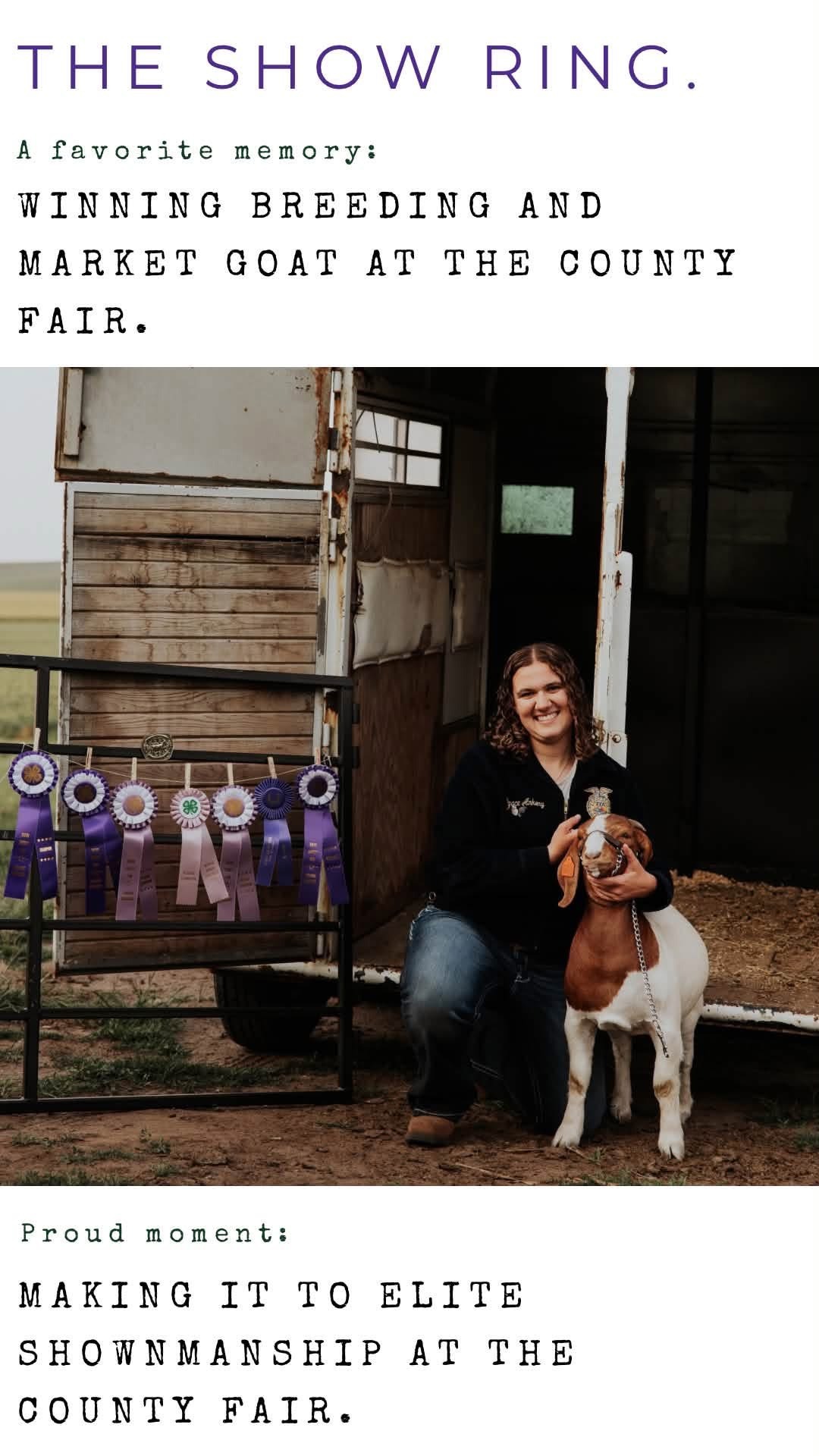 Senior magazine page about show-ring memories and achievements